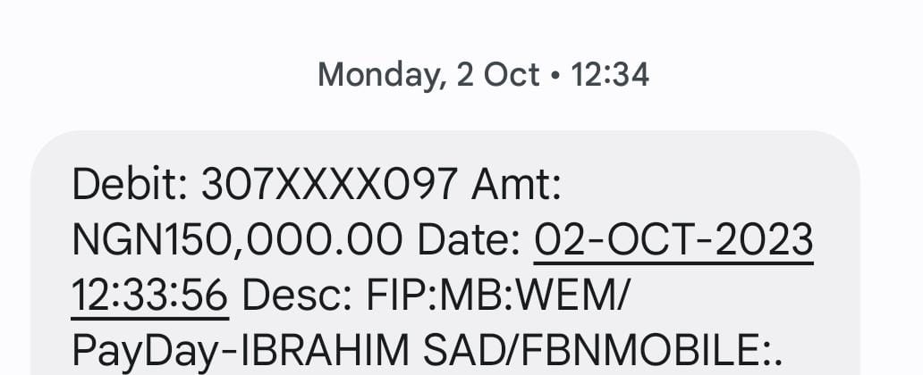Fraud by Wema bank Customer with full name as PayDay-IBRAHIM SADIQ FLW